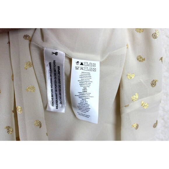 Michael Kors Size XS Beige Gold Print Hi Low Halter Dress Chain Collar - Picture 12 of 13